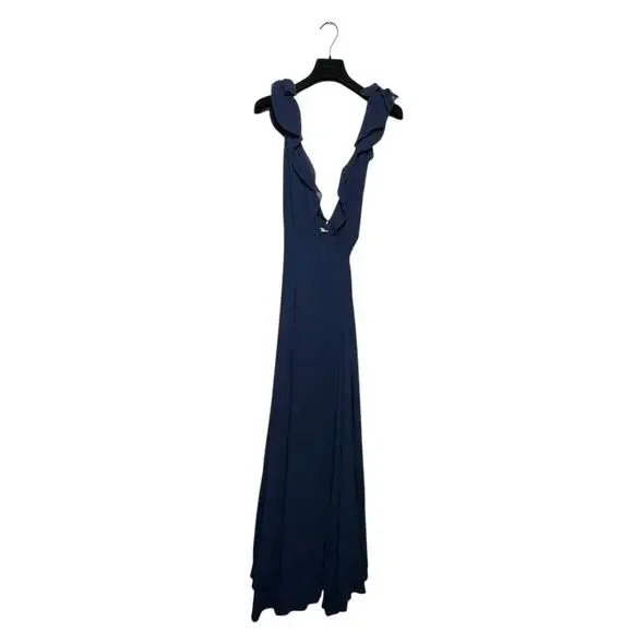 Reformation Peppermint Navy Blue Wrap Maxi Dress Medium - Picture 3 of 6